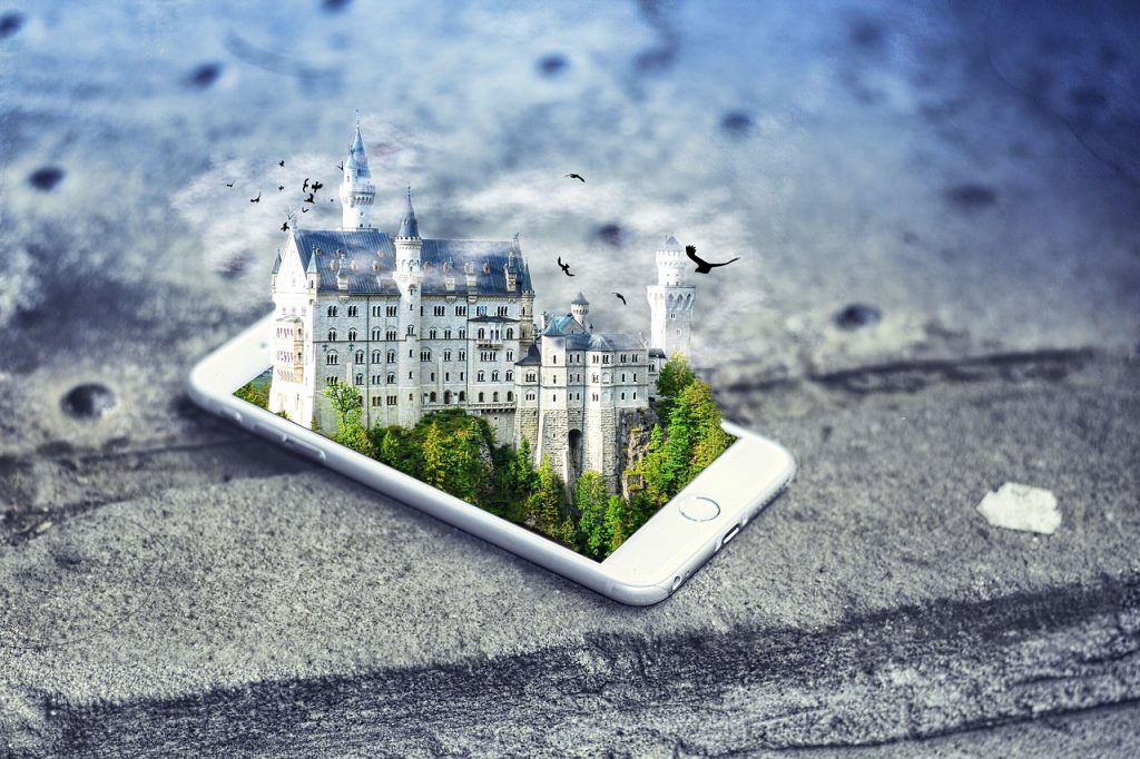 smartphone, metaverse, castle, iphone, mobile, virtual reality